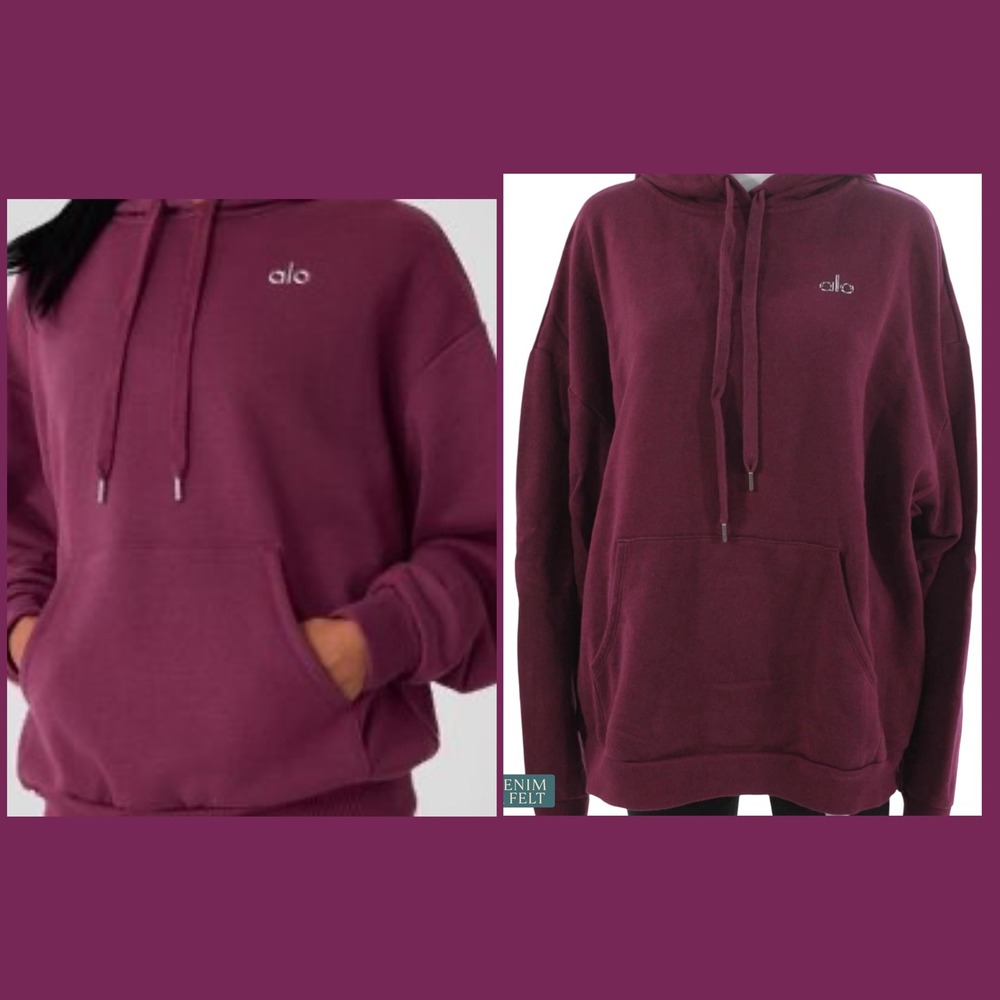 Alo Yoga Accolade Hoodie Wild Berry Oversized Lounge Athleisure Sweatshirt